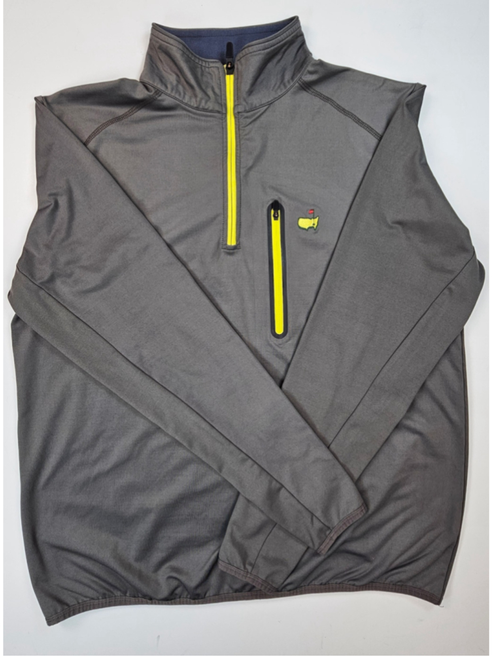 Masters Tech 1/4 Zip Pullover Mens Gray Yellow Golf Augusta National Stretch